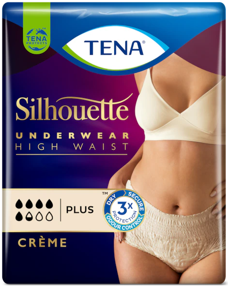 Tena Silhouette Cueca Creme_Tam L_ Cintura Alta (x8 unidades)