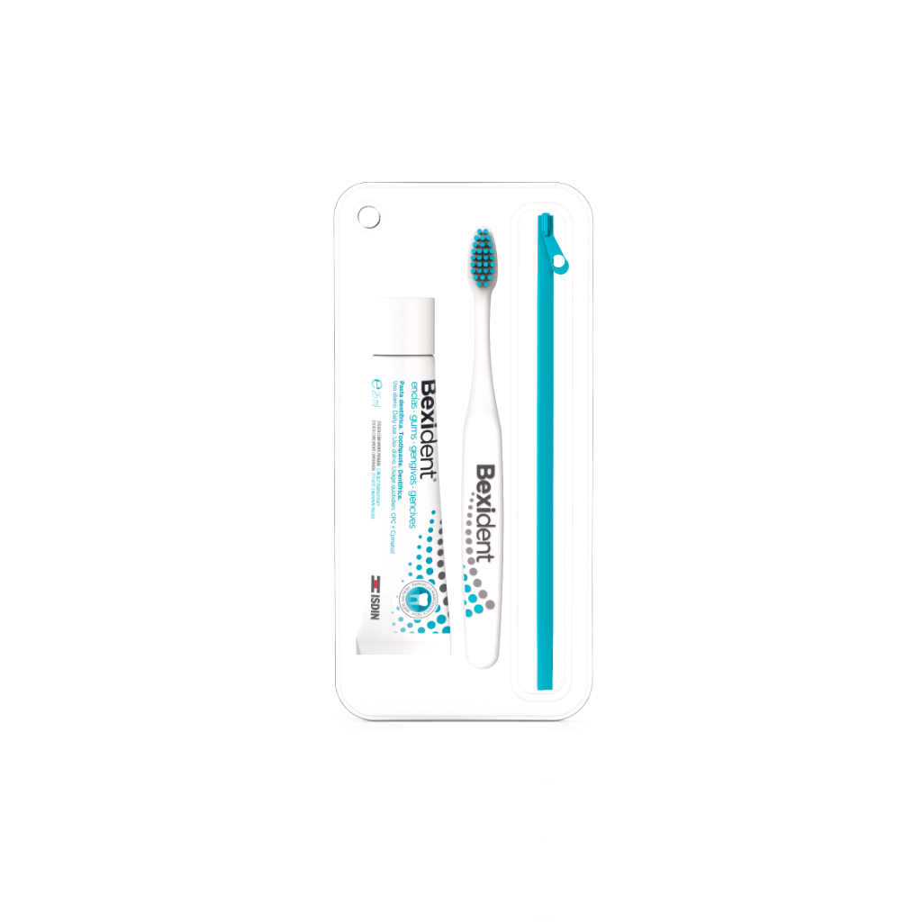 ISDIN Bexident Gengivas Smile&Go 25ML - Kit de viagem composto por pasta dentífrica e escova de dentes