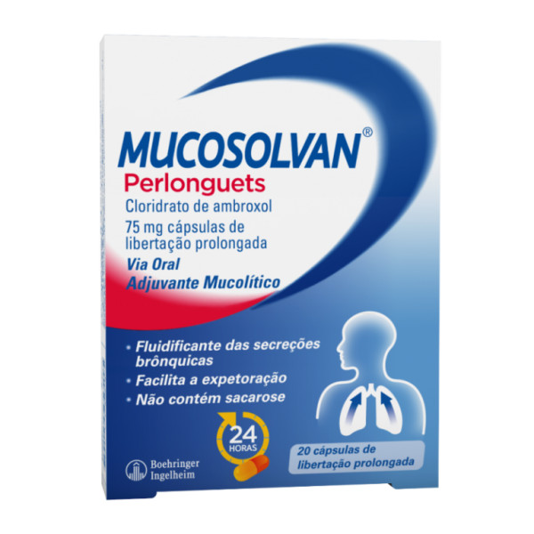 Mucosolvan Perlonguets, 75mg (x20 cápsulas libertação prolongada)