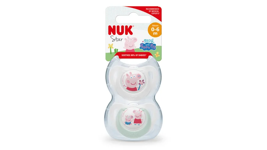 Nuk Star Peppa Pig Chupeta Silicone_ 0-6M (Pack Duplo)
