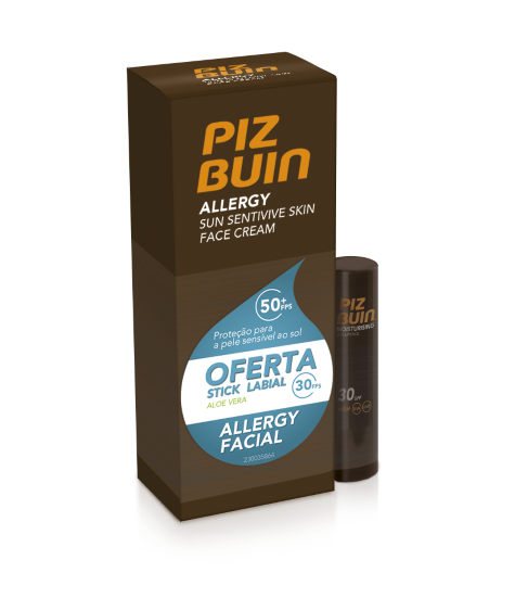 Piz Buin Allergy Creme Rosto SPF50+ 50 ml com Oferta de In Sun Stick Labial SPF30 4,9 g