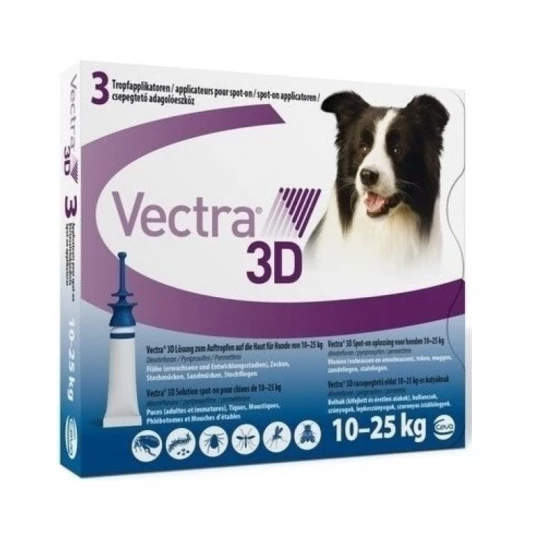 Vectra 3D Solução Cão_ 10-25kg - 3,6ml (x3  unidades) solução unção punctif VET