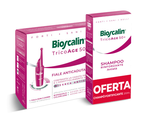 Bioscalin Tricoage 50+ - 3,5ml (x10 ampolas) + Oferta Champô Fortificante Queda - 200ml