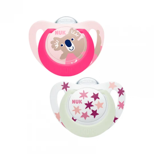 Nuk Star Daynight Chupeta Silicone_ Tam. 2_ 6-18M (x2 unidades)