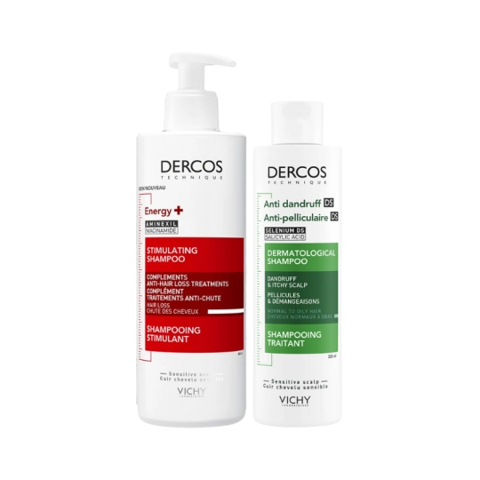 Dercos Champô Estimulante -400ml + Champô Anticaspa Cabelo Normal a Oleoso - 200ml