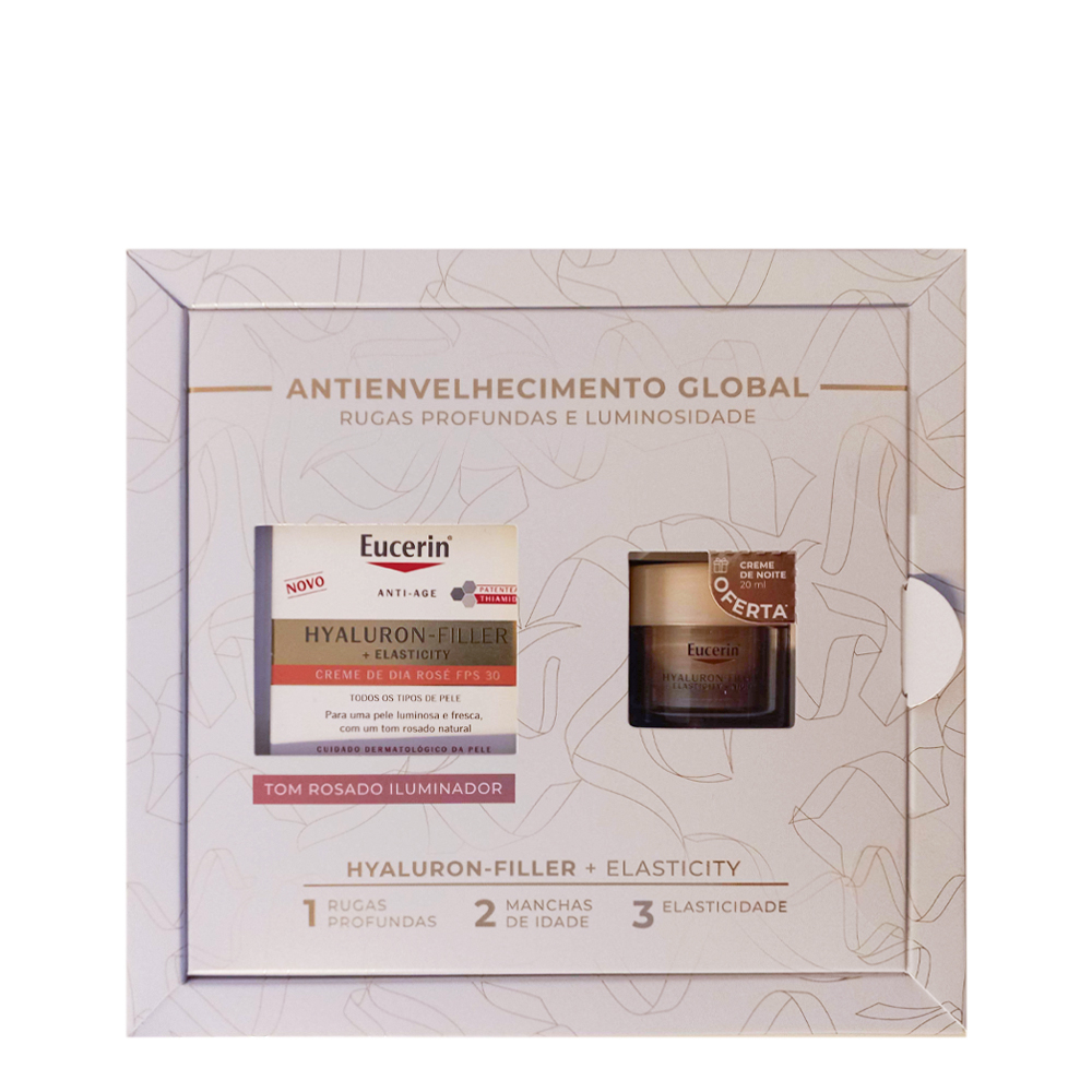 Eucerin Hyaluron-Filler + Elasticity Creme Dia Rose FPS30 50ml + Creme de Noite 20ml