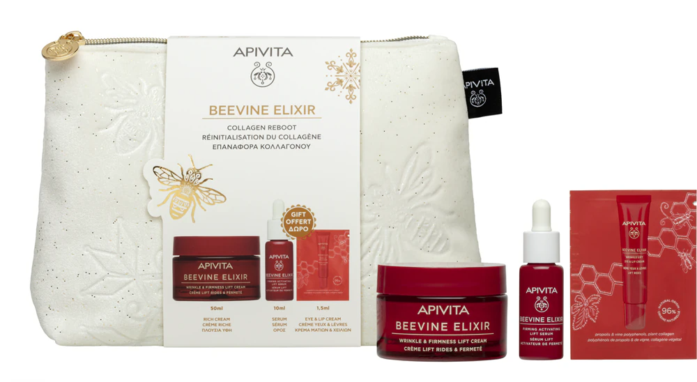 Apivita Beevine Elixir Creme Rico 50ml +Serum Beevine Elixir 10ml + Creme olhos e lábios 1.5ml
