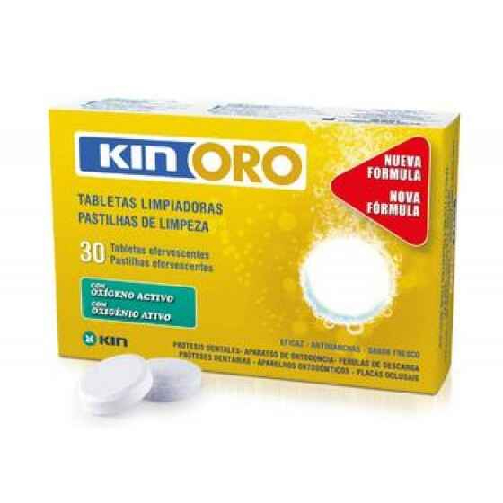 Kin Oro Pastilhas Efervescente Limpeza Proteses  (x30 unidades)