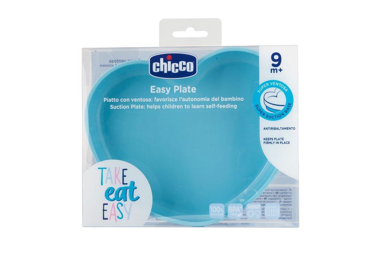 Ch.ali10217260000 Prato em Silicone Coração Azul 9M+