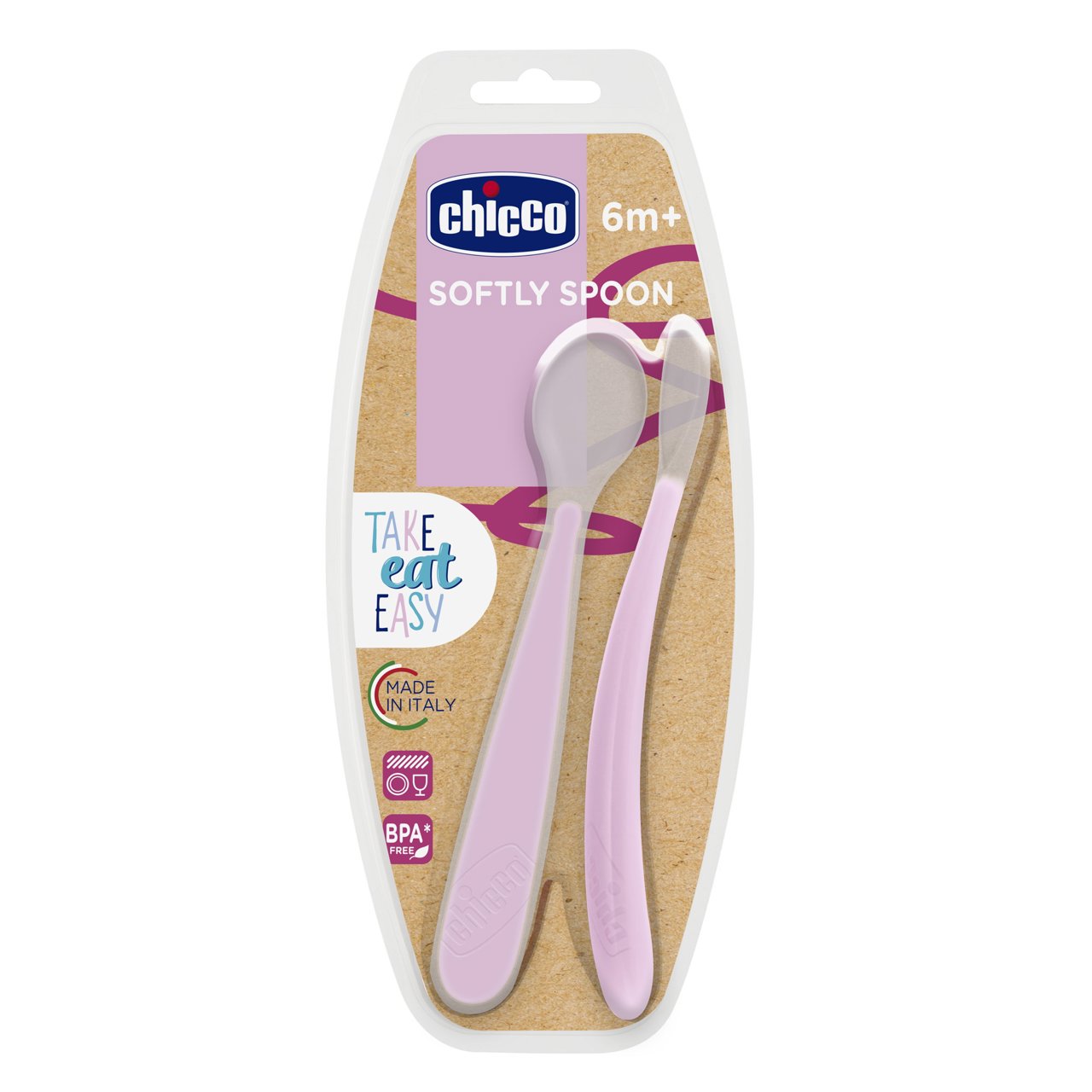 Chicco 6828160000 Colher Silicone Rosa 6M+ X2