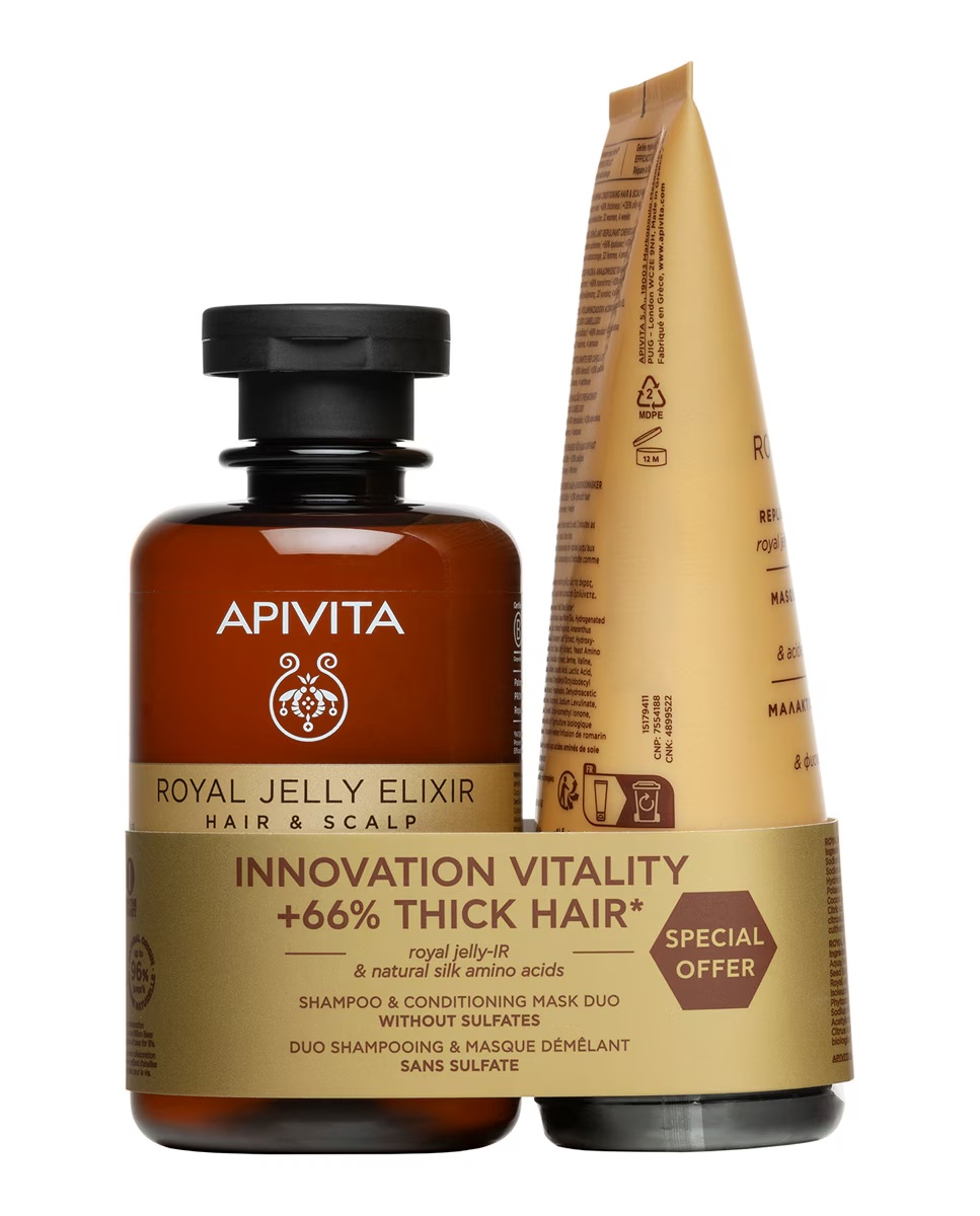 Apivita Royal Jelly Elixir Champô - 250 ml + Mascara Condicionadora Revitalizante Reparadora - 150ml