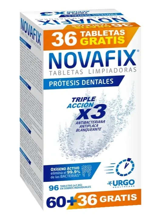 Novafix Pastilhas Limpeza Efeito Protetor Dentes (x60 unidades) + Oferta 36 unidades