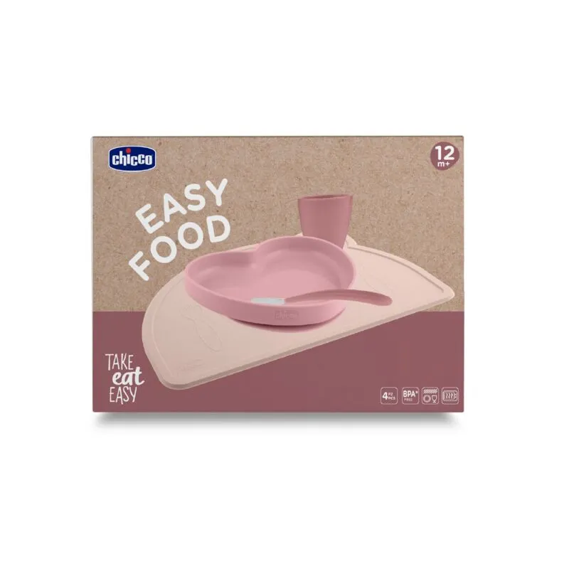 Chicco Conjunto Papa Silicone Rosa 12m+