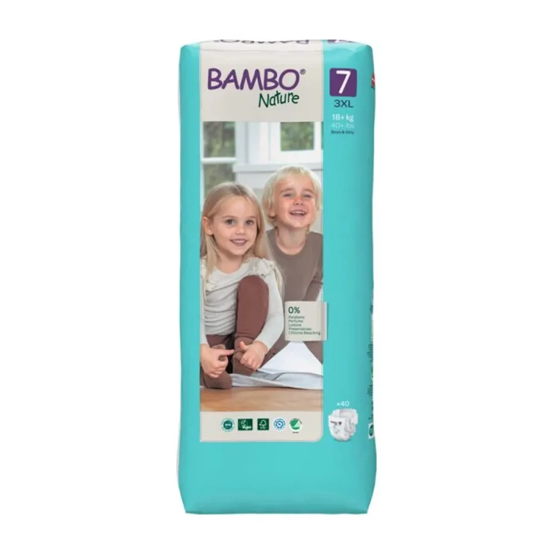 Bambo Nature Fralda _Tam. 7_3XL_ 18Kg+ (40 unidades)