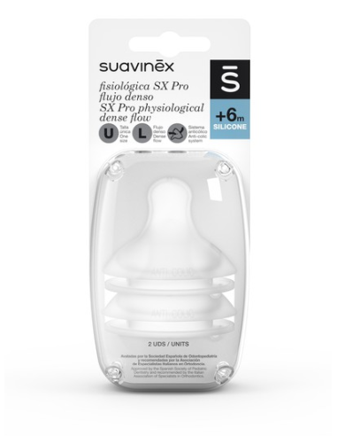 Suavinex Tetina Fisiologica Sx Pro Silicone _ +6M (2 unidades)