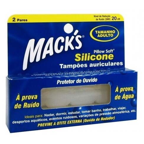 Mack S Tampão Otorrino Silicone Branco (x2 unidades)