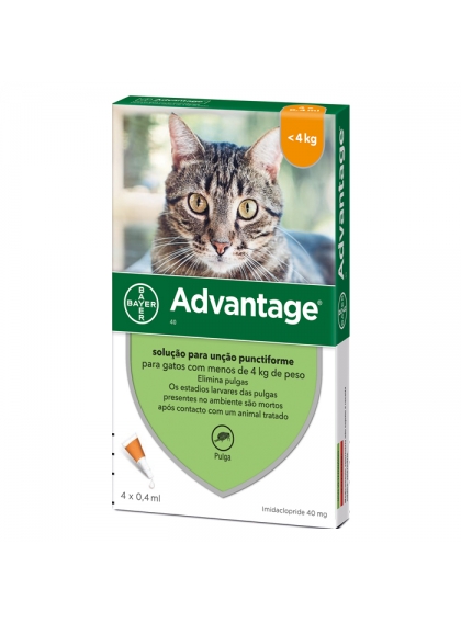 Advantage Gato Solução Unção - 0,4ml (x4 unidades)_ <4kg