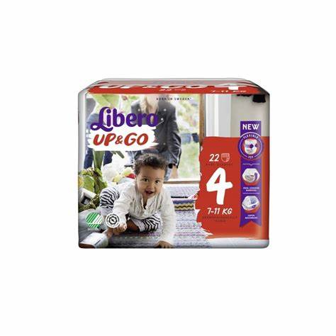 Libero Up&Go Fraldas_ Tamanho 4_ 7/11 Kg (x22 unidades)