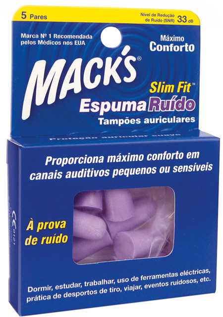 Mack S Espuma Ruído Tampão Otorrino Slim Fit (x5 unidades)