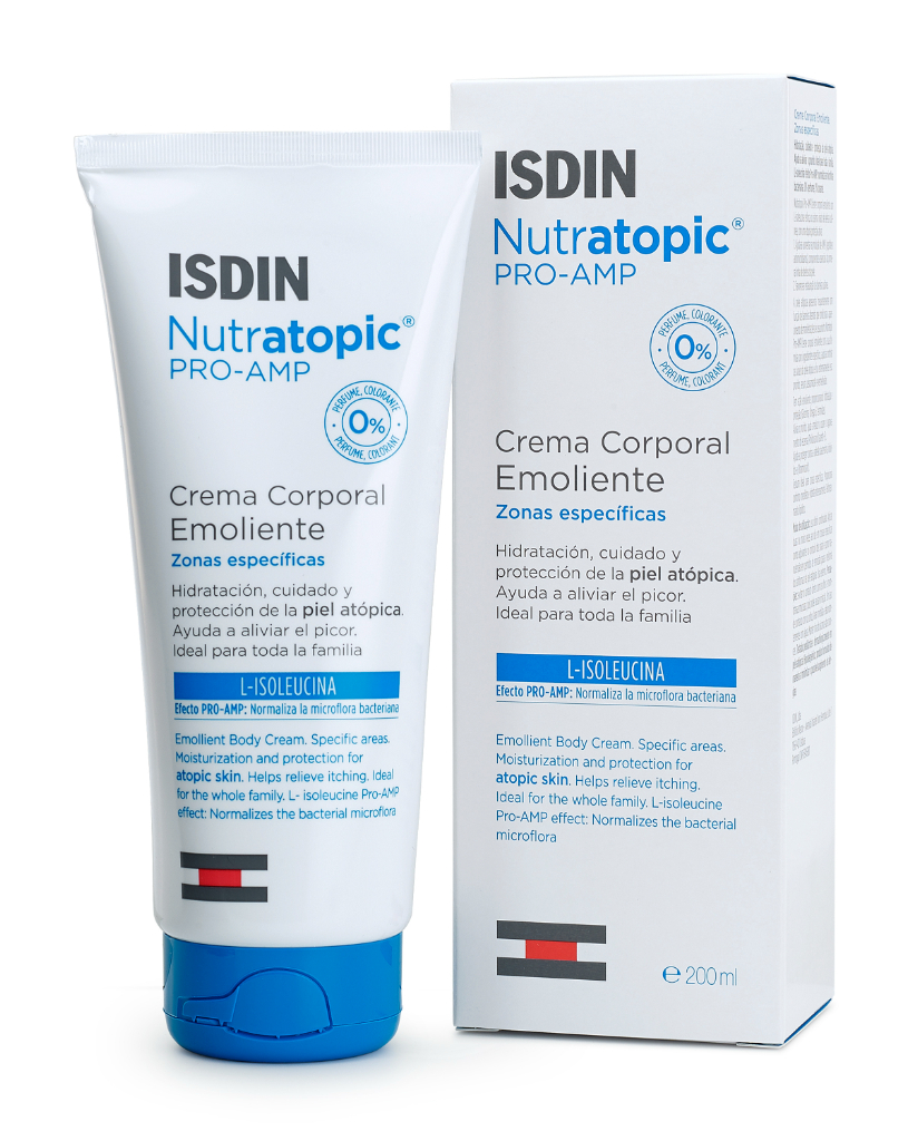 ISDIN Nutratopic Creme Emoliente 200ML - Creme corporal hidratante para pele atópica, zonas específicas