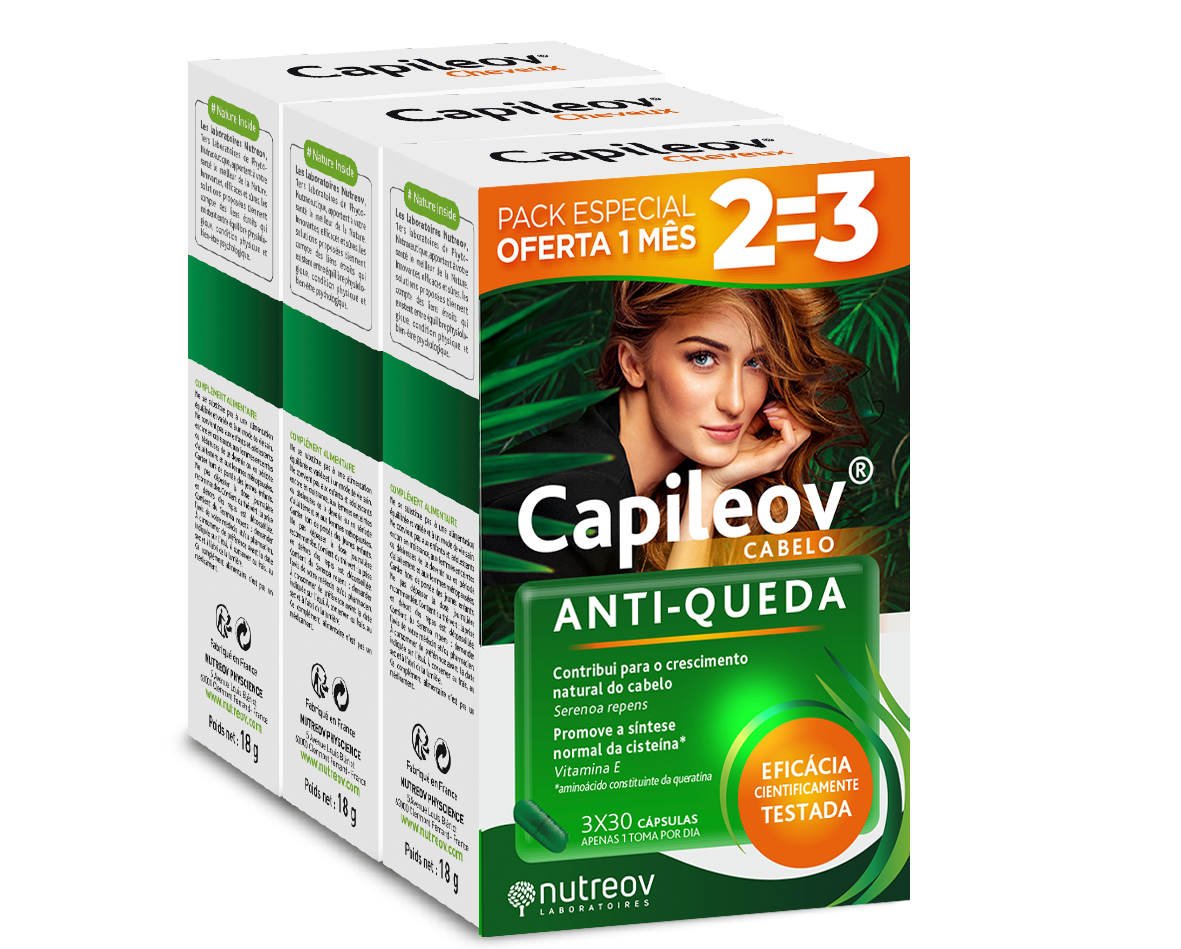 Nutreov_Capileov Cápsulas Anti Queda (x30 unidades) PACK 3 embalagens
