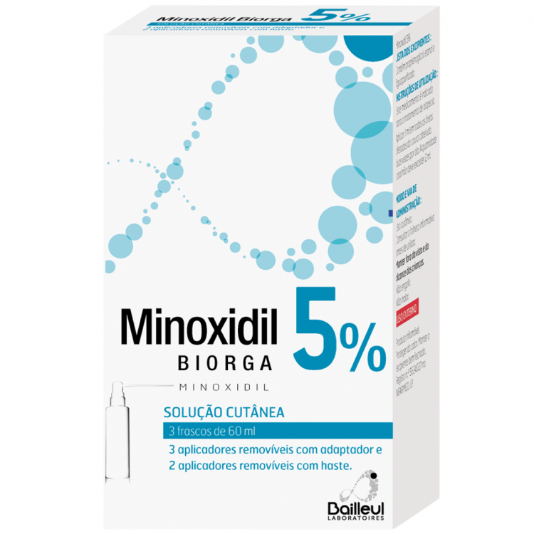 Minoxidil 5% Biorga  - 60ml (x3 frascos)