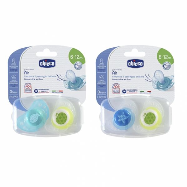 Chicco Chupeta Physio Air Azul Silicone_6-12meses (x2 unidades)
