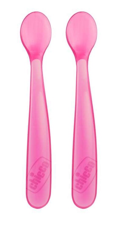 Chicco Colher Silicone 6m+ Rosa (x2unidades)