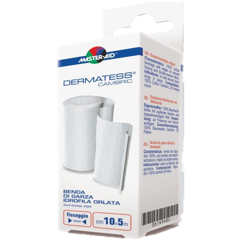MasterAid Dermatess Ligadura Gaze elástica com Rebordo - 5m x 10cm
