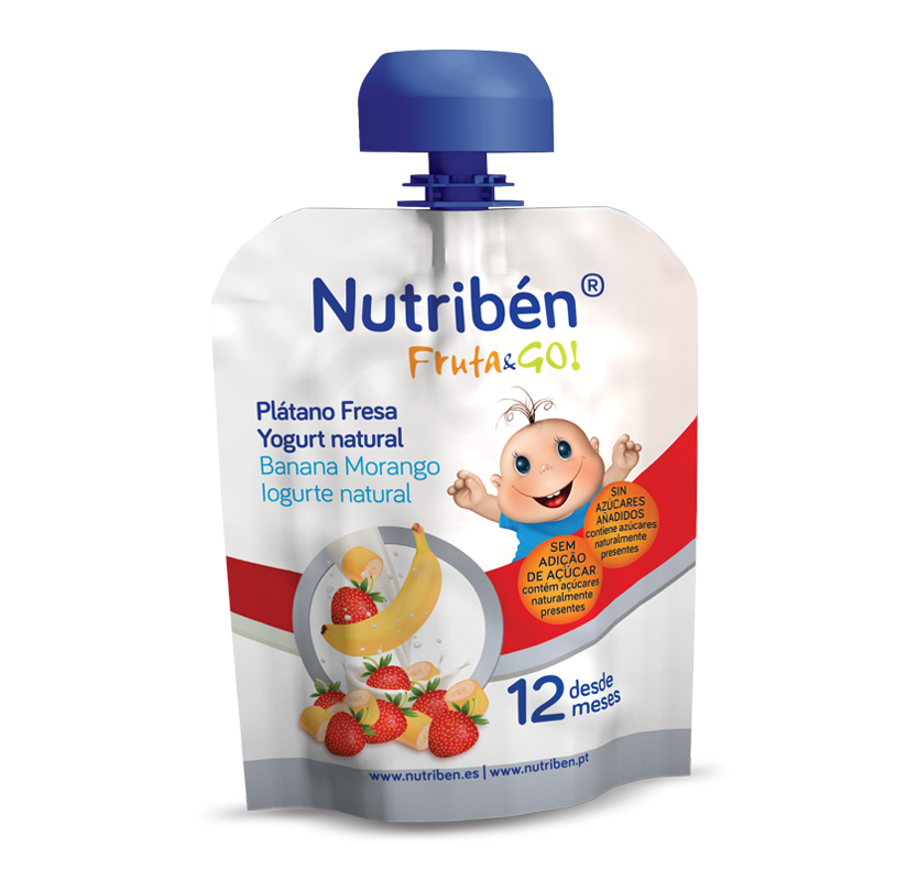 Nutriben Fruta Go Pure Banana/Morango/Iogurte Natural - 90g