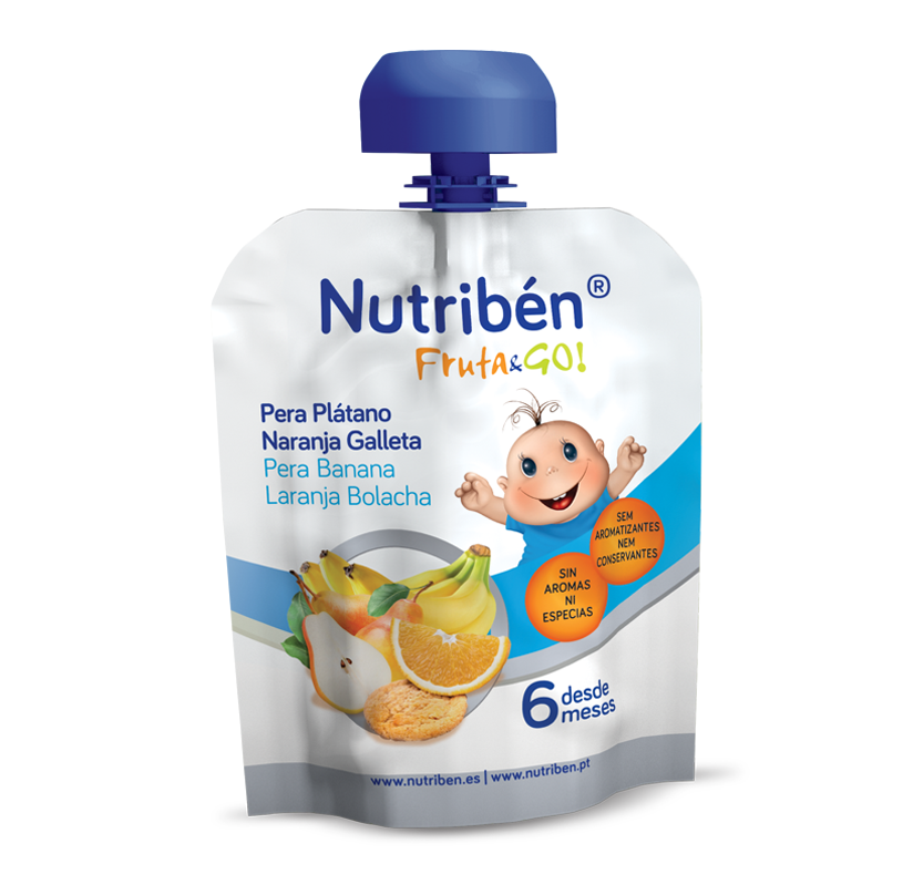 Nutriben Fruta Go Pure_ Pêra/Banana/Laranja/Bolacha - 90g