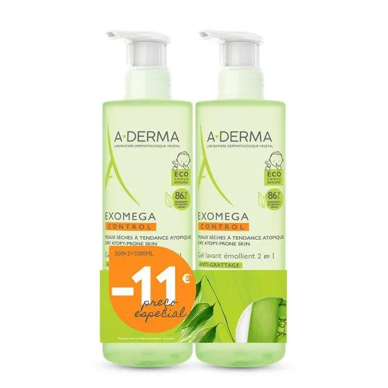 A-Derma Exomega Control Gel Corpo & Cabelo - 500 ml (DUO c/ Desconto)