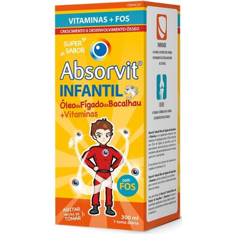 Absorvit Infantil Óleo Fígado Bacalhau + Vitaminas Emulsão - 300ml