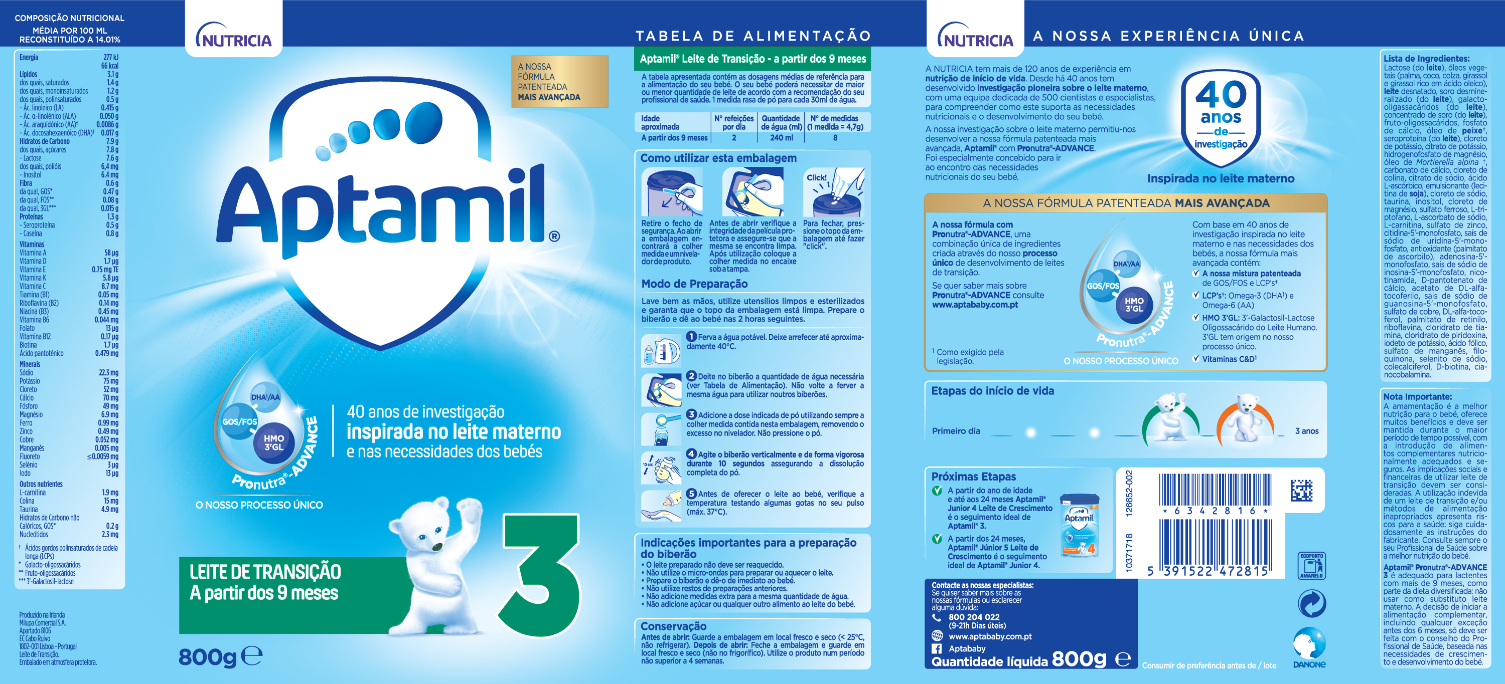 Aptamil 3 Pronutra Advance Leite Transição - 800g