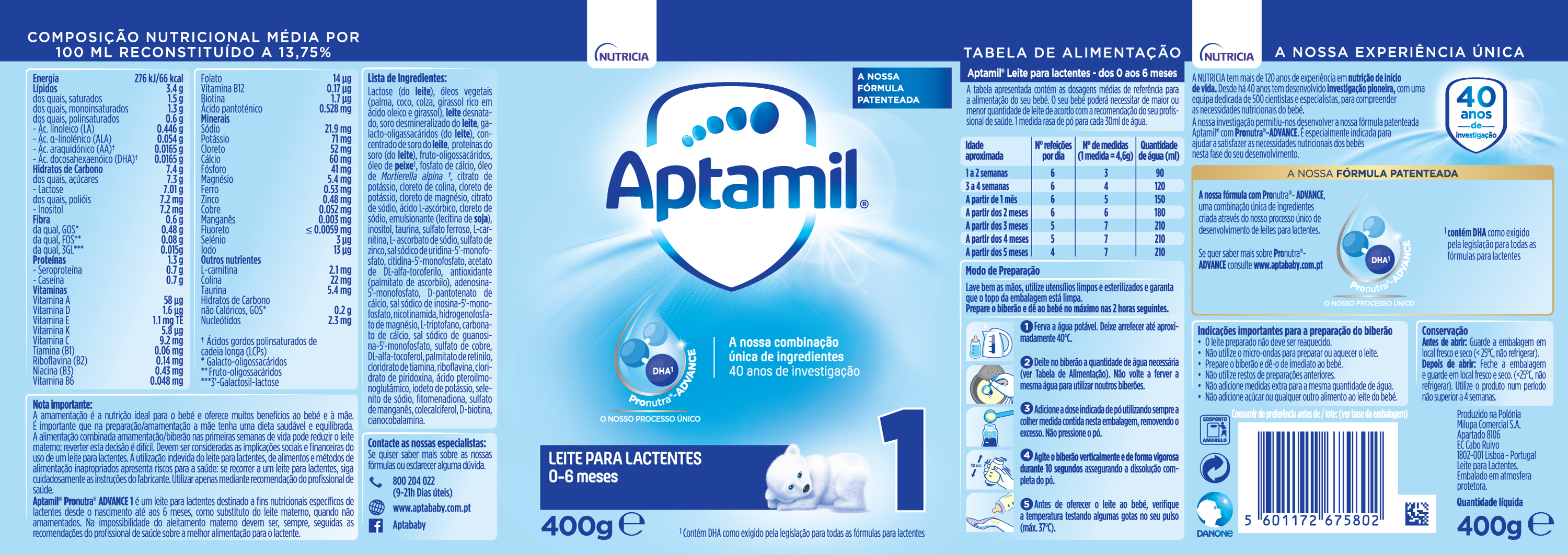 Aptamil 1 Pronutra Advance Leite Lactente - 400g