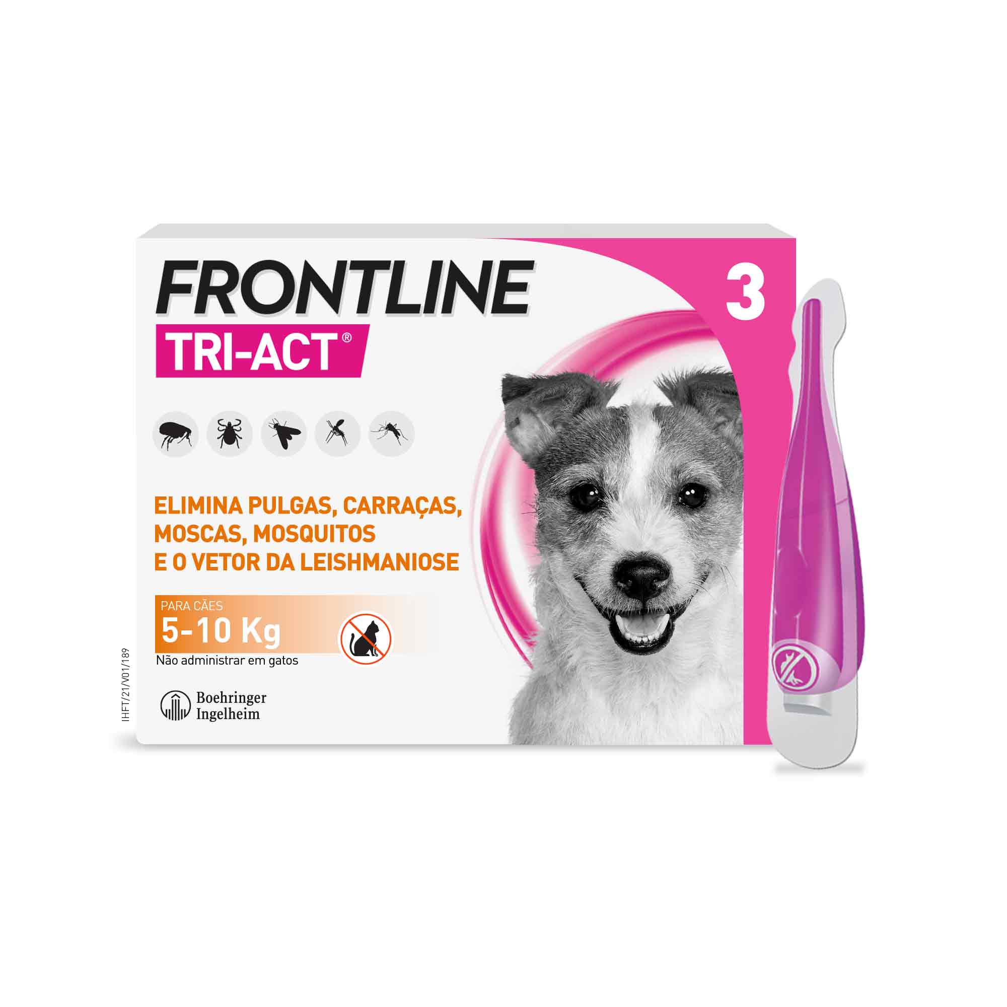 Frontline Tri-Act S Solução Cão_ 5-10kg - 1ml (x3 unidades)