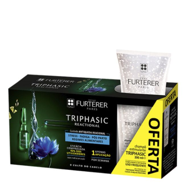 René Furterer Triphasic Reactional Monodoses antiqueda - 5ml (x12 unidades) + Oferta  Champô complemento antiqueda - 100 ml