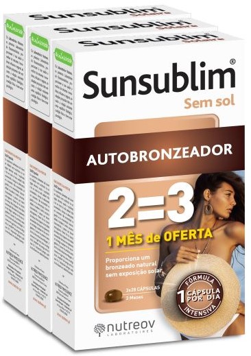 Nutréov Sunsublim Autobronzeador Trio Cápsulas 3 x 28 Unidade(s) com Oferta da 3ª Embalagem