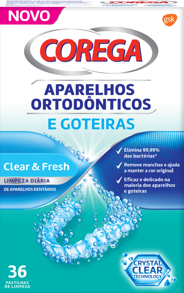 Corega Ortodôntica Goteiras Pastilhas Limpeza (x36 unidades)
