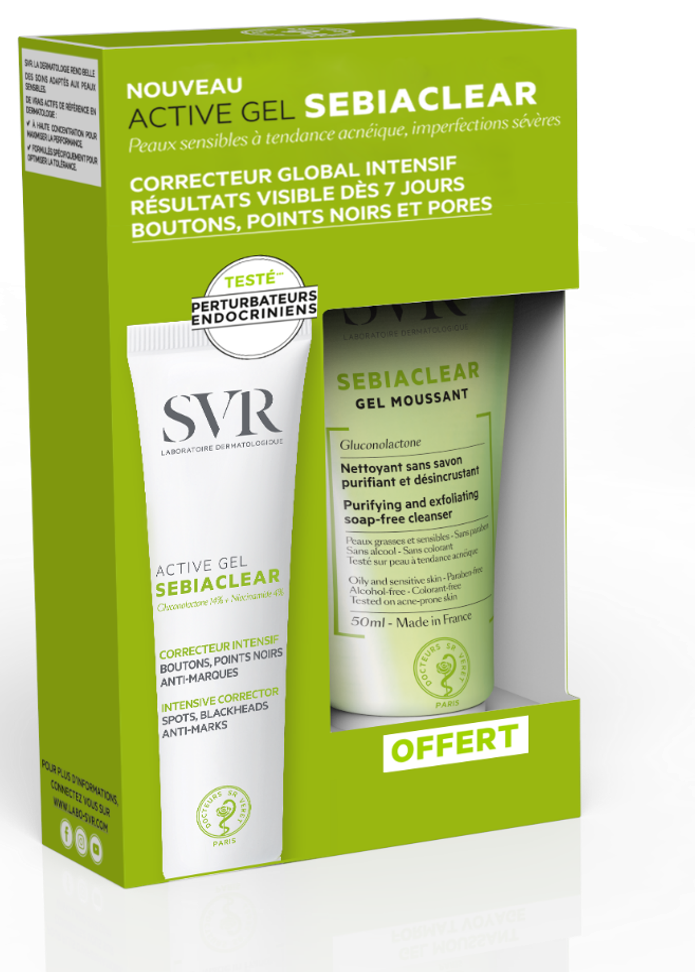 SVR Sebiaclear Active Gel-creme corretor intensivo - 40ml + Oferta Gel moussant limpeza s/ sabão - 55ml