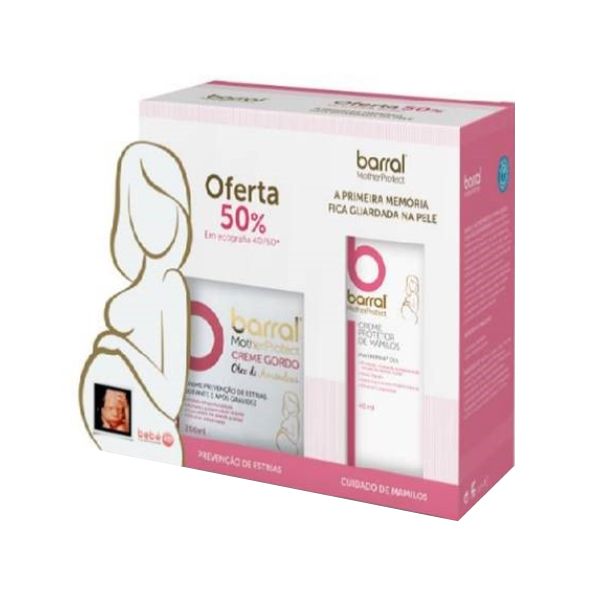 Barral MotherProtect Creme gordo óleo de amêndoas - 200ml + Creme protetor mamilos - 40ml (Desconto 50% em ecografia 4D/5D)