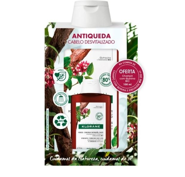 Klorane Capilar Champô Quinina Bio 200mL + Oferta Champô 100mL