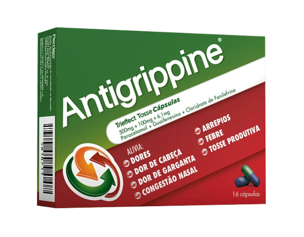 Antigrippine Trieffect Tosse, 500 Mg + 6.1 Mg + 100 Mg - (x16 capsulas)