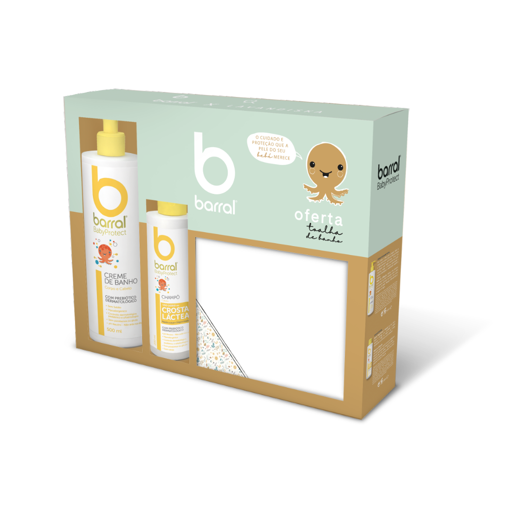 Barral Babyprotect Creme Banho - 500ml + Champô - 200ml +Oferta Toalha